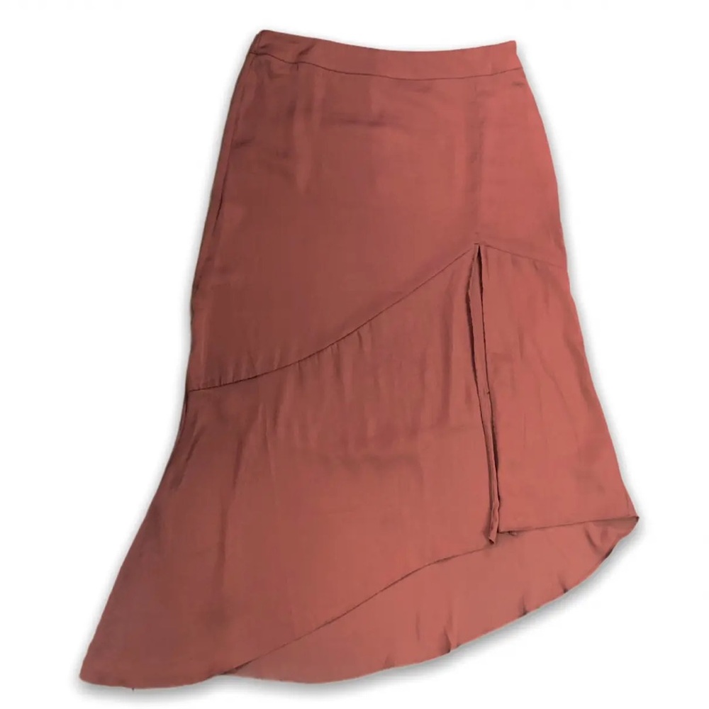 Free People Womens Sunrise Asymmetrical Midi Skirt Brick Brown